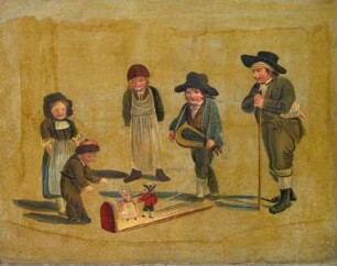 Mit Marionetten spielende Kinder