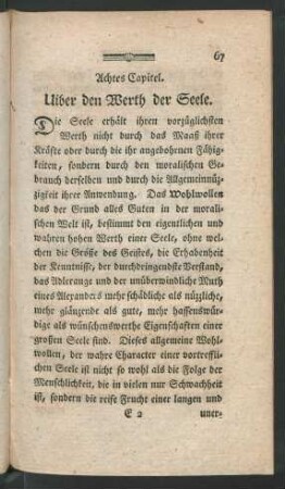 Achtes Capitel. Uiber den Werth der Seele