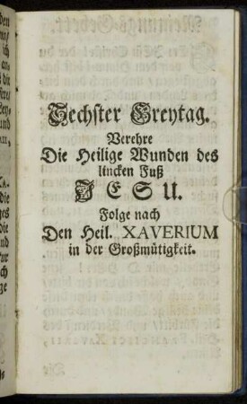 Sechster Freytag.