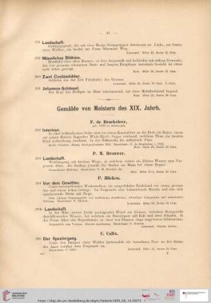 Gemälde von Meistern des XIX. Jahrh. (Nr. 282 - 312)