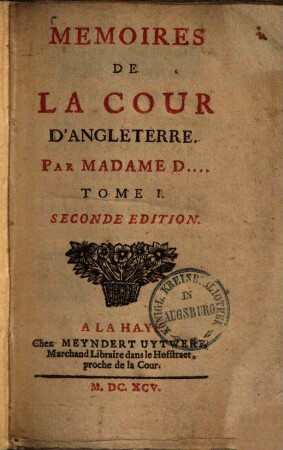 Memoires De La Cour D'Angleterre, 1. Tome