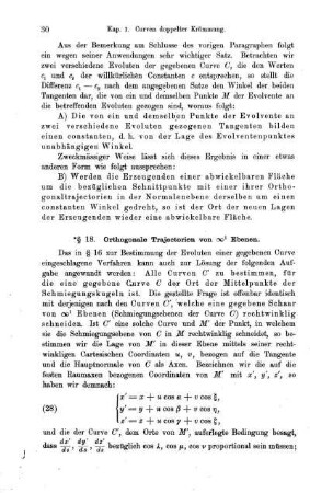 § 18. Orthogonale Trajectorien von ... Ebenen.