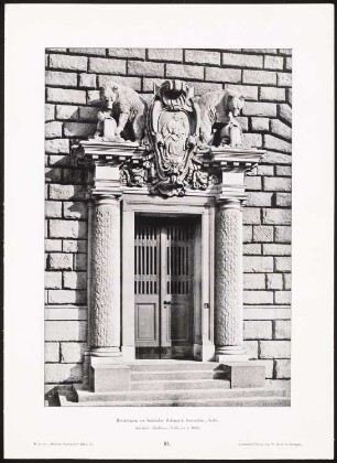 Städtische Badeanstalt Baerwaldstraße, Berlin: Ansicht Portal (aus: Moderne Neubauten, 4.Jg., 1898ff, hrsg. W. Kick)
