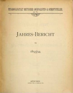 Jahres-Bericht. 1893/94