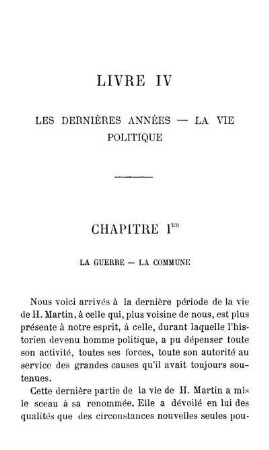 Livre IV Les Dernières Années - La Vie Politique