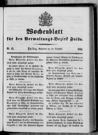 Nr. 45, Ausgabe vom 10. November 1849