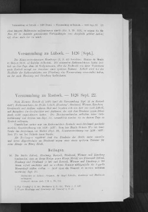 Versammlung zu Rostock. - 1426 Sept. 22.