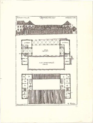 Fischer, Theodor; Remscheid; Markthalle - Grundrisse, Ansicht