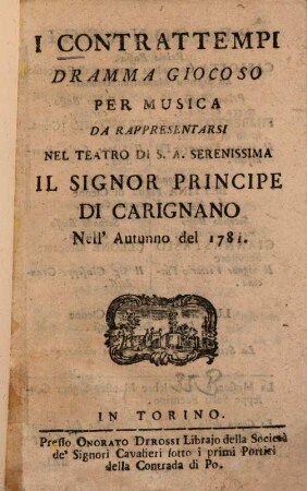 I contrattempi : Dramma giocoso per musica