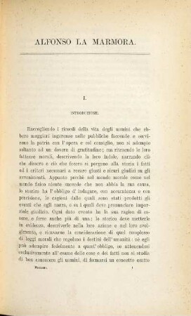 Il Generale Alfonso La Marmora : Ricordi biografici per Giuseppe Massari. Volume unico