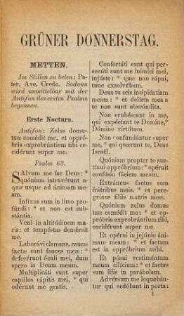 Triduum sacrum oder vollstaendiges Officium der letzten 3 Tage der hl. Charwoche nach dem römischen Brevier : Zum Gebrauche für Kleriker u. Klosterfrauen. Für letztere namentlich mit deutschen Rubriken versehen