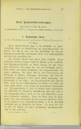 I.2 Ueber Staatswaldveräußerungen.