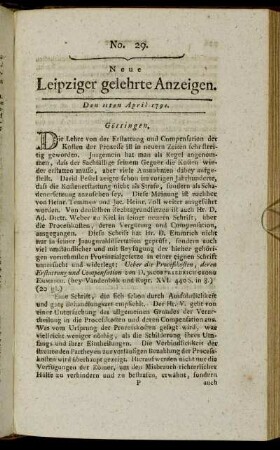 No. 29. Den 11ten April 1791.