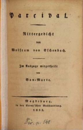 Parcival : Rittergedicht