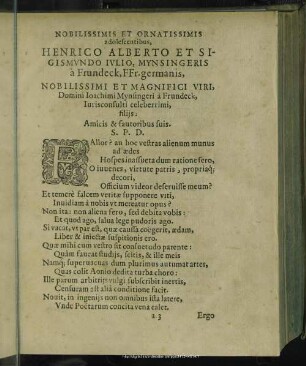 Nobilissimis Et Ornatissimis adolescentibus, Henrico Alberto Et Sigismundo Iulio, Mynsingerisa Frundeck, FFr. germanis