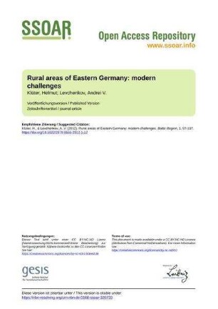 Rural areas of Eastern Germany: modern challenges