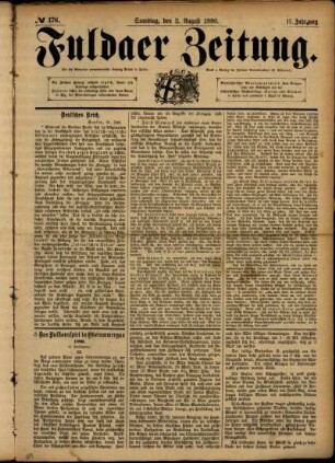 Ausgabe vom Samstag, den 02. August 1890.