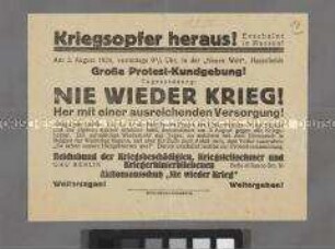 Handzettel mit dem Aufruf zu einer Kundgebung der Kriegsgeschädigten