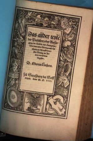 Postill Oder Außlegungen der Euangelien vnd Episteln nach der zeyt, vnd der heyligen fest, 2. Das ander teyle der Postillen: oder Außlegung der Episteln vnd Euangelien: Von dem ersten Sontag nach Epiphanie an, biß auff den ersten Sontag im Aduent