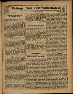 Zweite Ausgabe vom Sonntag, den 16. Januar 1927.