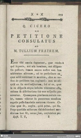 De Petitione Consulatus Ad M. Tullium Fratrem