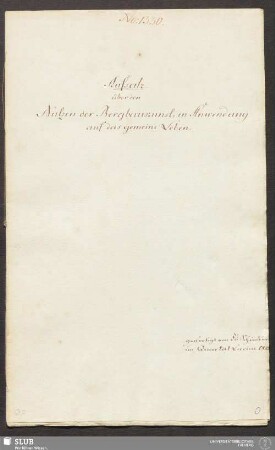 Aufsatz über den Nutzen der Bergbaukunst, in Anwendung auf das gemeine Leben - 18.6005 4.