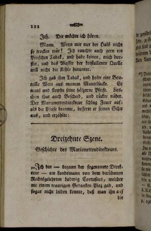 Dreizehnte Szene. Geschichte des Marionettendirekteurs.