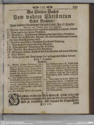 Des Fünften Buches Vom wahren Christentum ...