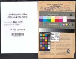 Entnazifizierung Wilhelm Wirth , geb. 15.02.1891 (Postbeamter)