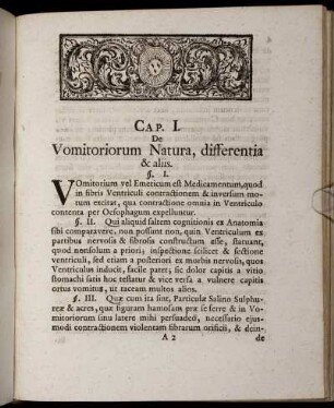 Cap. I. De Vomitorium Natura, differentia & aliis