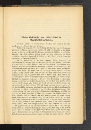 Meine Erlebnisse von 1893-1904 in Deutsch-Südwestafrika.