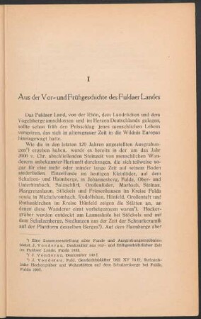I Aus der Vor- und Frühgeschichte des Fuldaer Landes