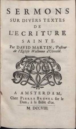 Sermons sur divers textes des l´Ecriture sainte