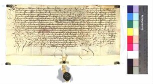 Urkunde von Schultheißen und Gericht zu Rotensol und Bernbach über den Kauf des Burkartzguts zu Bernbach, so vor Jahren Ochsen Jacob zu Moosbronn dem Kloster Herrenalb für 36 Pfund 19 Schilling 1 Pfennig verkauft.