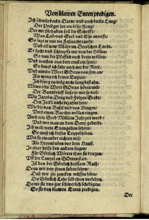 Von blawen Enten predigen.