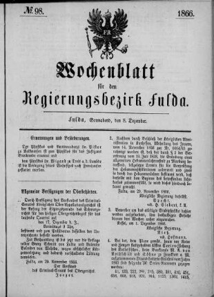 Nr. 98, Ausgabe vom 8. Dezember 1866
