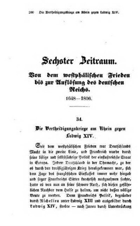 Sechster Zeitraum. Von dem westphälischen Frieden bis zur Auflösung des deutschen Reichs. 1648 - 1806