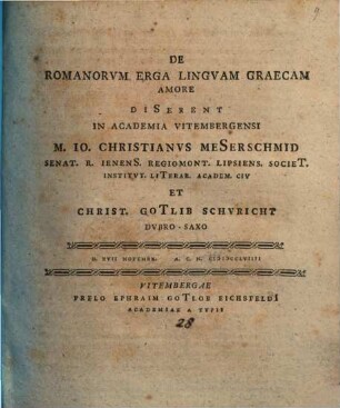 De Romanorum erga linguam graecam amore