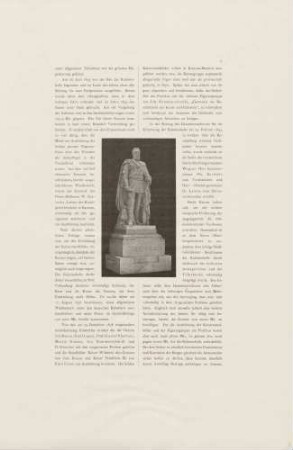 Textseite 2. Fortsetzung "Die Errichtung der Ruhmeshalle in Barmen" mit Foto eines Denkmals Kaiser Friedrich III.