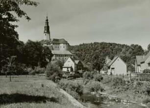 Weesenstein, Blick auf Schloss und Ort von Ostnordost