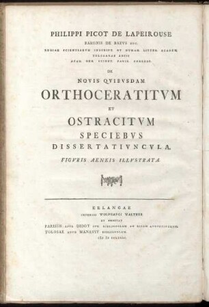 Déscription De Plusieurs Nouvelles Espèces D'Orthocératites Et D'Ostracites : Avec Figures
