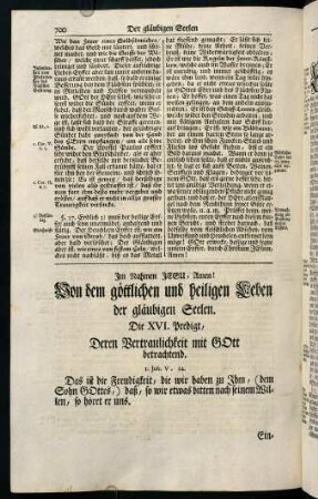 700-714, Die XVI. Predigt, Deren Vertraulichkeit mit GOtt betrachtend.