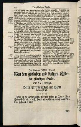 700-714, Die XVI. Predigt, Deren Vertraulichkeit mit GOtt betrachtend.