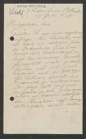 Brief von Karl Keck an Unbekannt