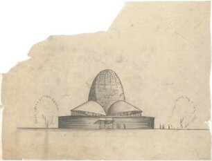 Schneider - Esleben, Paul; Düsseldorf, Rochusmarkt 5; Kath. Kirche St. Rochus - Kuppelbau mit Eingangshalle (Ansicht)