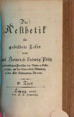 Die Ästhetik für gebildete Leser, 2