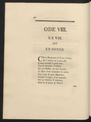 Ode VIII. La Vie Est Un Songe.