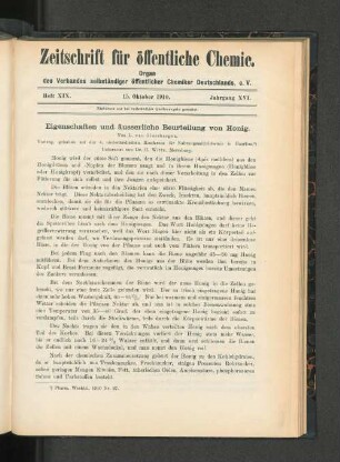 Heft XIX. 15. Oktober 1910. Jahrgang XVI.