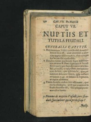 Caput VII. De Nuptiis Et Tutela Feudali.