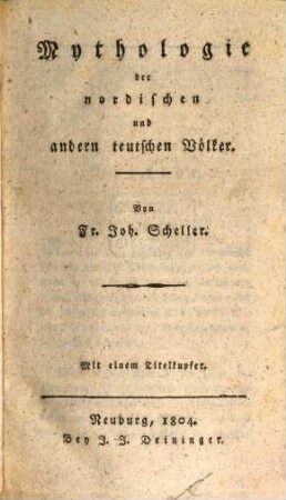 Mythologie der nordischen und andern teutschen Völker